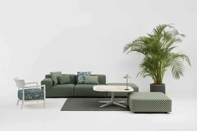 Kartell Liberty dizájner kerti kanapé OBI CHECK puffal – stílus és kényelem a teraszon szín: borostyán