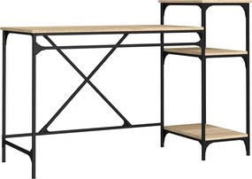 vidaXL sonoma tölgy szerelt fa íróasztal polcokkal 135x50x90 cm