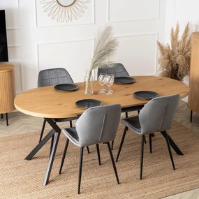 Bővíthető Étkezőasztal Arany Tölgy/Fekete Színben. LUGO 90-190 cm