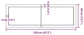 világosbarna kezelt tömör tölgyfa asztallap 120x40x(2-4) cm