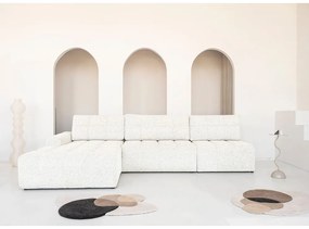 Krémszínű kinyitható tárolóhelyes moduláris sarokkanapé (bal oldali) Lulu – Miuform