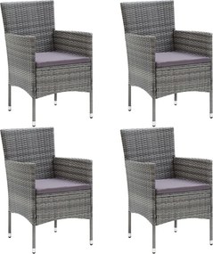 vidaXL 4 db szürke kerti polyrattan étkezőszék