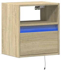 sonoma tölgy színű fali TV-szekrény LED-ekkel 41x31x45 cm