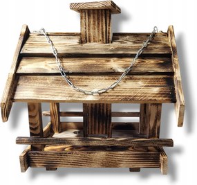 Fa madáretető téli látó gabona házikó 36x26x40 gabona