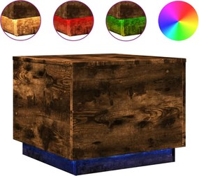 vidaXL füstös tölgy színű dohányzóasztal LED-lámpákkal 50 x 50 x 40 cm