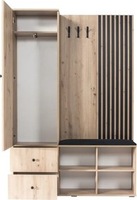 Előszoba, artisan tölgy/fekete, KOLI C