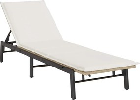 vidaXL bézs polyrattan napozóágy párnával
