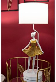 Fehér-aranyszínű asztali lámpa textil búrával (magasság 90,5 cm) Dancer – Mauro Ferretti