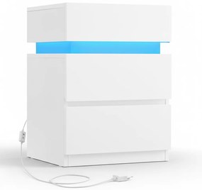 Vasagle DAVY éjjeliszekrény világítással, 40x35x55cm, fehér