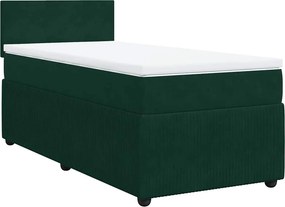 vidaXL sötétzöld bársony rugós ágy matraccal 90x190 cm