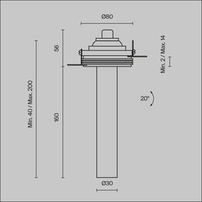 C140TRS-L200-7W3K-BBS Focus T Alumínium Süllyesztett Lámpa Fekete Színű LED 7 W 3000 Kelvin 460 Lumen IP20