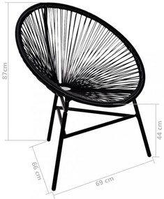 fekete polyrattan kerti kagylószék