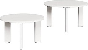 vidaXL Dohányzóasztal 2 pcs Fehér Tömör fenyőfa