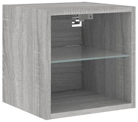 2 db szürke sonoma fali TV-szekrény LED-ekkel 30x28,5x30 cm