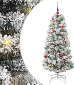 vidaXL Műanyag Hajtogatós Karácsonyfa 150 LED-del Zöld és Fehér 150 cm