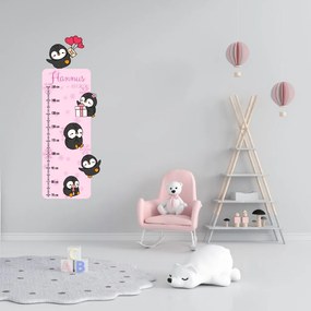 PIPPER. Textil falmatrica "Gyermek magasságmérő névvel  - Pingvinek"