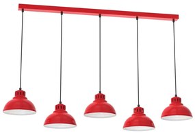 Csillár zsinóron SVEN 5xE27/15W/230V piros