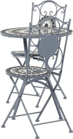 Kerti bútor szett 1+2, fém, kerámia mozaik, szürke, US1500 SET