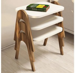 SZETT 3x PARIS dohányzóasztal krémbarna/barna színben