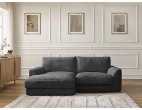 Fekete zsenília sarokkanapé (bal oldali-heverő résszel) Leonore – Bobochic Paris