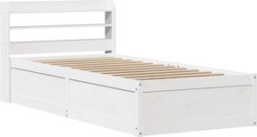 vidaXL fehér tömör fenyőfa ágykeret fejtámlával 75 x 190 cm