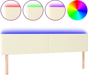 vidaXL krémszínű műbőr LED-es fejtámla 180 x 5 x 78/88 cm