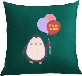 Szülinapi párna párnahuzat Pingvin az Ön életkora Ajándék