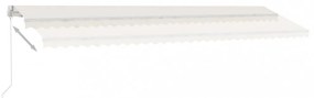 krémszínű kézzel kihúzható LED-es napellenző 600 x 300 cm