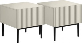 Nicole éjjeliszekrény készlet 46 cm - kasmír / fekete lábak