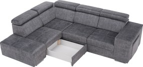 Ülőgarnitúra, szürke, balos, MALAGA