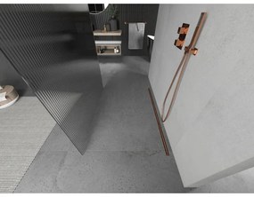 Mexen Kioto, Walk-In zuhany paraván 100 x 200 cm, 8 mm-es üveg bordás mintával, rózsa arany profil, 800-100-002-60-09