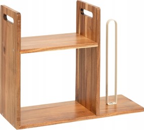 Fa Polc Konyhapultra, Papírtörlő Tartóval, Barna