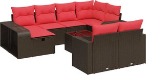 vidaXL 11 részes barna polyrattan kerti ülőgarnitúra párnákkal