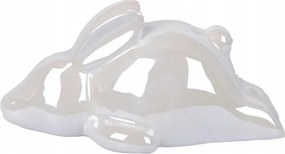 Húsvéti kerámia nyuszi dekorációs fekvő gyöngyház nagy 16x10x8 cm