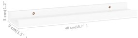 4 db fehér fali polc 40 x 9 x 3 cm