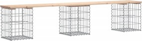 vidaXL tömör fenyőfa gabion kerti pad 203x31x42 cm