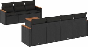 vidaXL 8 részes fekete polyrattan kerti ülőgarnitúra párnákkal