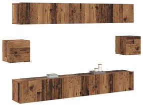 TV szekrény garnitúra 6 pcs Régi fa 100 x 30 x 30 cm faszínű
