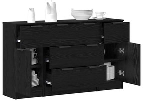 Széf fiókkal 3 pcs Musta tammi 121 x 30 x 70 cm Faanyag