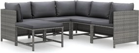 vidaXL 6 részes szürke polyrattan kerti ülőgarnitúra párnákkal