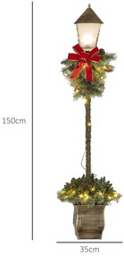 Karácsonyi lámpás LED fényfüzérrel, tobozokkal, 150 cm magas
