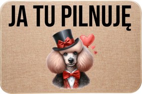 Lenvászon Lábtörlő Az Ajtó előtt Én Itt őrzöm az uszkárt Valentin-nap Szív