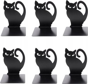 Könyvtámasz Csúszásgátló Macska Fém Fekete Könyvtámasz Állvány 6DB