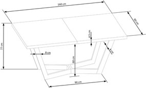 Massive bővíthető étkezőasztal – világos tölgy / fekete 160 - 250 cm