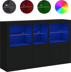 vidaXL fekete tálalószekrény LED-világítással 162 x 37 x 100 cm