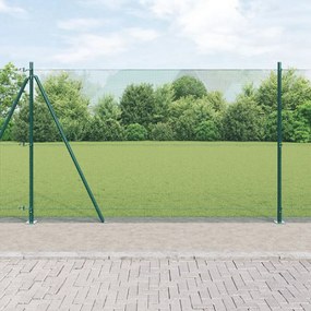 Hegesztett Drótkerítés 7 Flanged Oszloppal Zöld 1,5x10 m Acél