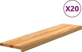 vidaXL 20 db tömör tölgyfa világosbarna lépcsőfokok 110x30x2 cm