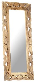 kézzel faragott barna tömör mangófa tükör 110 x 50 cm