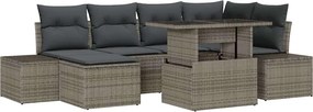 vidaXL Kerti Kanapé Szett tárolóval 7 pcs Szürke Poli rattan