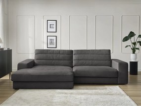 Antracitszürke bársony sarokkanapé (bal oldali-heverő résszel) Sierra – Bobochic Paris